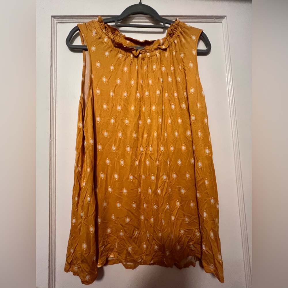 Croft & Barrow Yellow Ruched Sleeveless Blouse